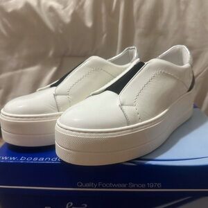 Bos. & Co. Women's White and Black Slip-On Sneakers